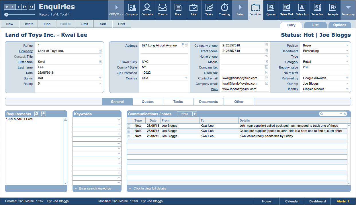 FileMaker CRM customer vendors process management